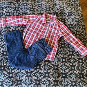 Old Navy jeans and a button down shirt Size 4T 4A
